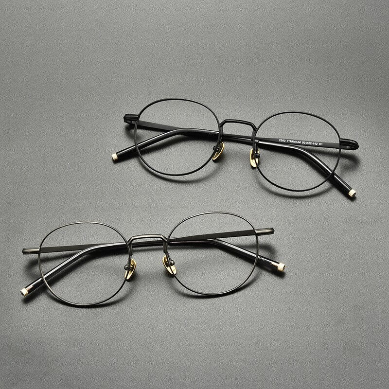 Gatenac Unisex Full Rim Small Round Titanium Eyeglasses Gxyj849 Full Rim Gatenac