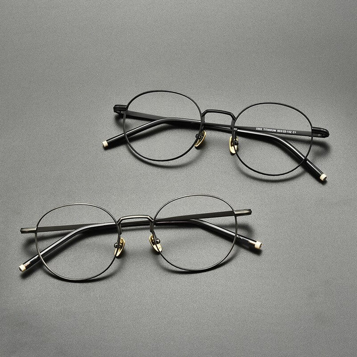 Gatenac Unisex Full Rim Small Round Titanium Eyeglasses Gxyj849 Full Rim Gatenac