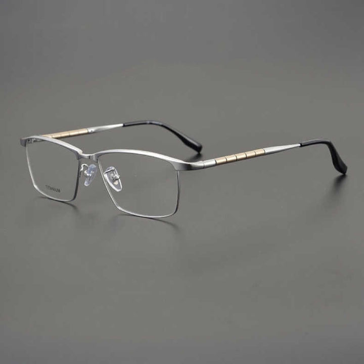 CCspace Unisex Full Rim Square Titanium Eyeglasses 53210 Full Rim CCspace Silver China