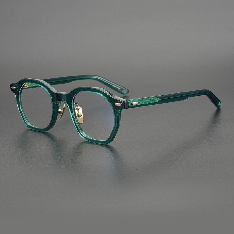 Gatenac Unisex Full Rim Square Acetate Frame Eyeglasses Gxj33 Full Rim Gatenac Green