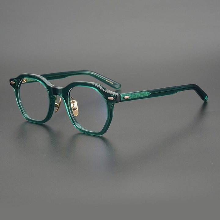 Gatenac Unisex Full Rim Square Acetate Frame Eyeglasses Gxj33 Full Rim Gatenac Green