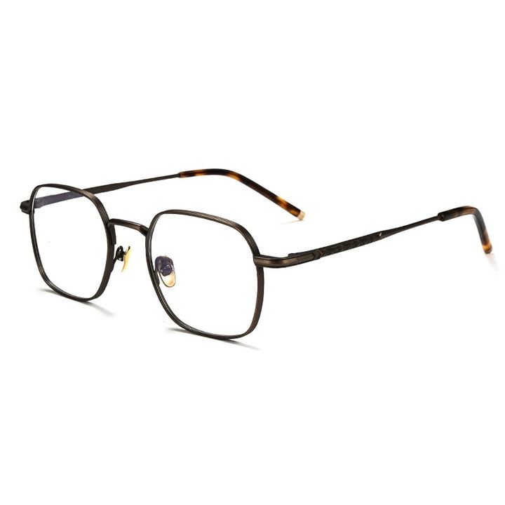 Gatenac Unisex Full Rim Square Titanium Eyeglasses Gxyj932 Full Rim Gatenac Bronze