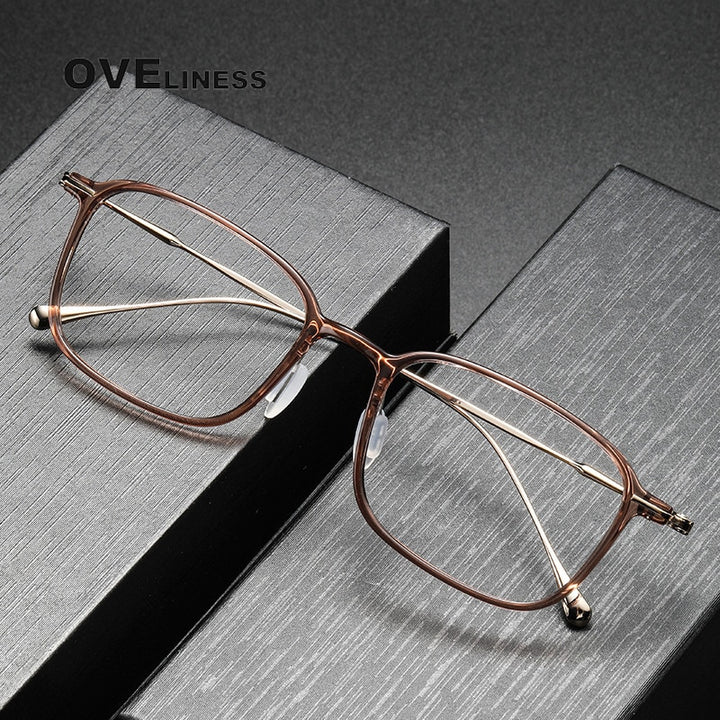 Oveliness Unisex Full Rim Square Acetate Titanium Eyeglasses 8644 Full Rim Oveliness