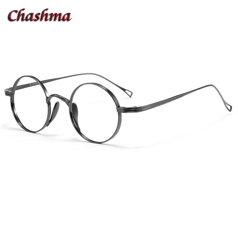 Chashma Ochki Unisex Full Rim Round Titanium Eyeglasses 10518 Full Rim Chashma Ochki Gray  