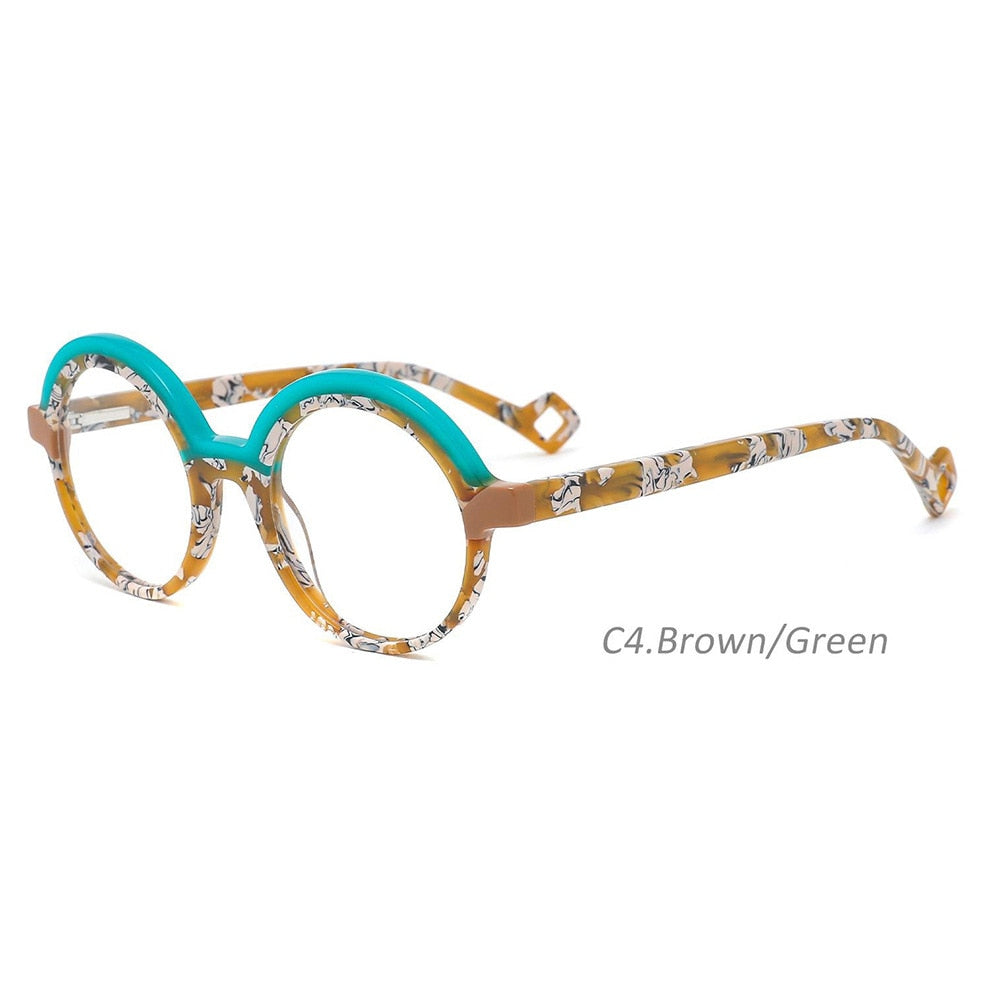 CCspace Children's Unisex Full Rim Round Acetate Eyeglasses 55671 Full Rim CCspace C4 Green China