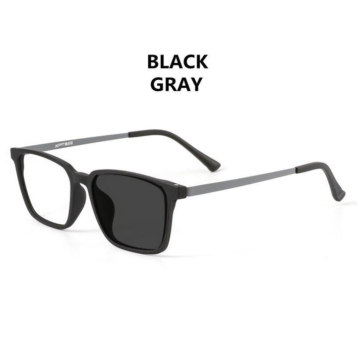 Handoer Unisex Full Rim Square Tr 90 Titanium Hyperopic +350 to +600 Photochromic Reading Glasses 9822-1 Reading Glasses Handoer +350 BLACK GRAY PHOTO