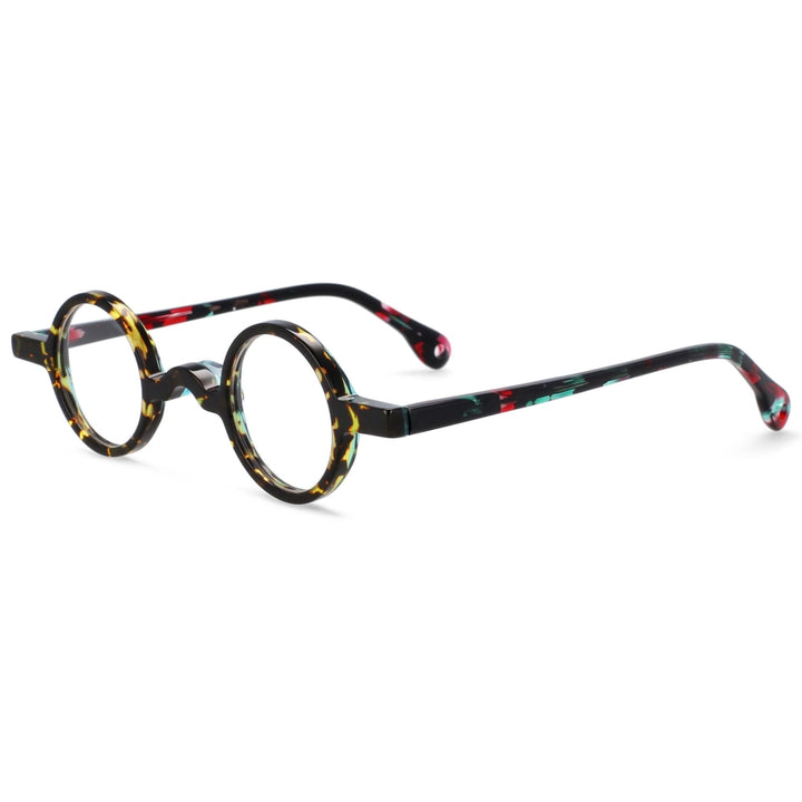 CCspace Unisex Full Rim Round Acetate Frame Eyeglasses 54250 Full Rim CCspace Flower-Leopard