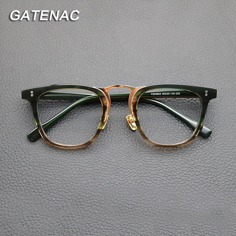 Gatenac Unisex Full Rim Oval Square Acetate Eyeglasses Gxyj843 Full Rim Gatenac