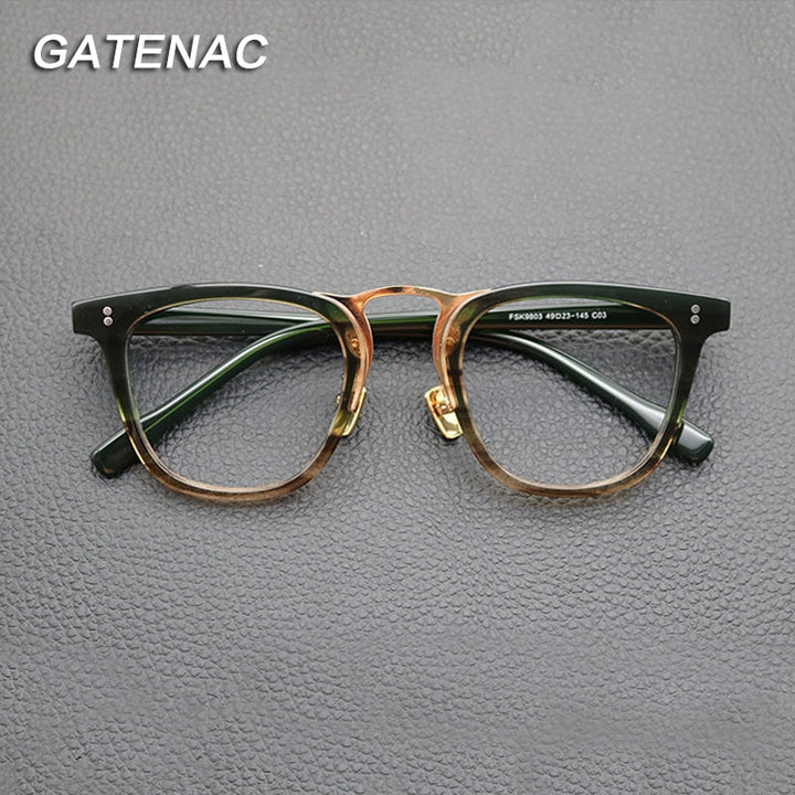 Gatenac Unisex Full Rim Oval Square Acetate Eyeglasses Gxyj843 Full Rim Gatenac