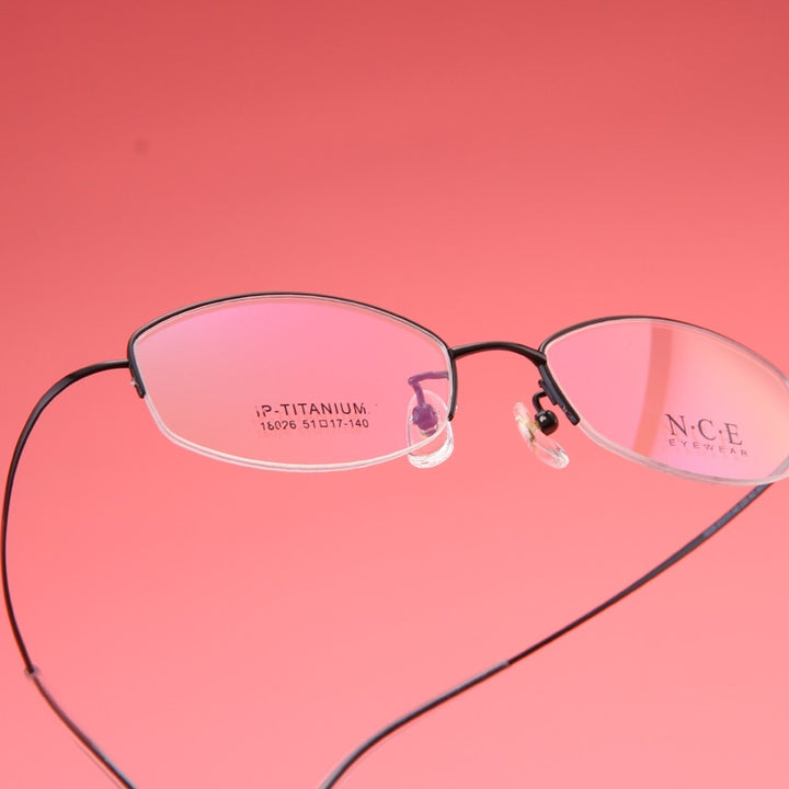 Bclear Women's Semi Rim Titanium Oval Eyeglasses Sc18026 Semi Rim Bclear