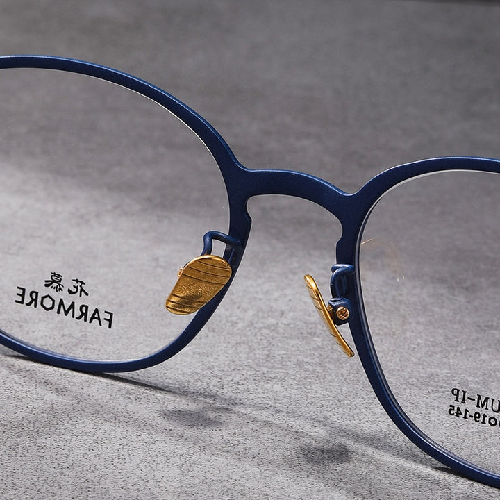 Reven Jate Unisex Full Rim Round Titanium Eyeglasses FM041 Full Rim Reven Jate
