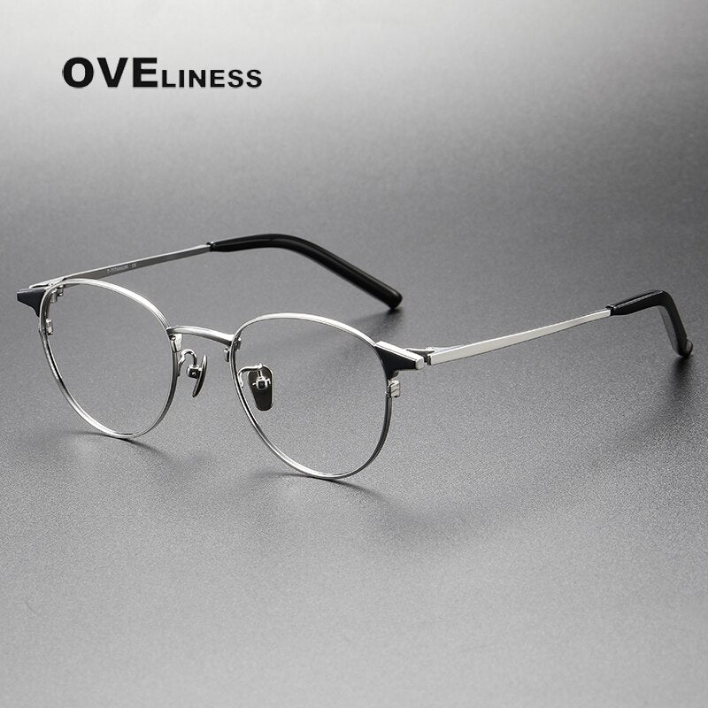 Oveliness Unisex Full Rim Round Titanium Eyeglasses 960 Full Rim Oveliness black silver