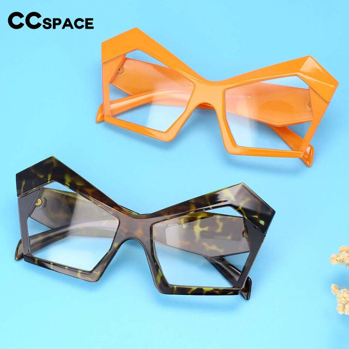 CCspace Women's Full Rim Oversized Polygonal Acetate Frame Eyeglasses 53877 Full Rim CCspace
