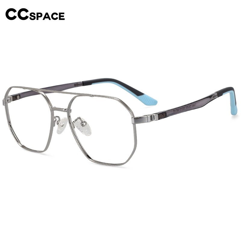 CCspace Unisex Full RIm Oval Double Bridge Alloy Eyeglasses 55604 Full Rim CCspace