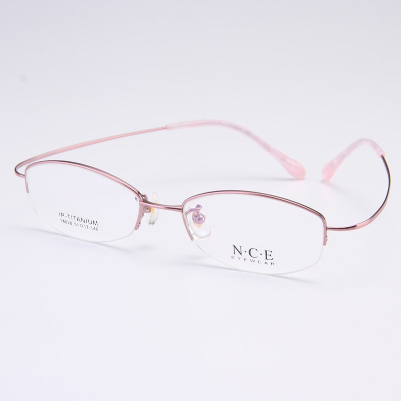 Bclear Women's Semi Rim Titanium Oval Eyeglasses Sc18026 Semi Rim Bclear