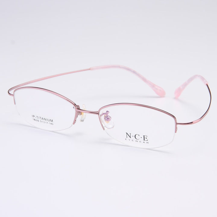 Bclear Women's Semi Rim Titanium Oval Eyeglasses Sc18026 Semi Rim Bclear