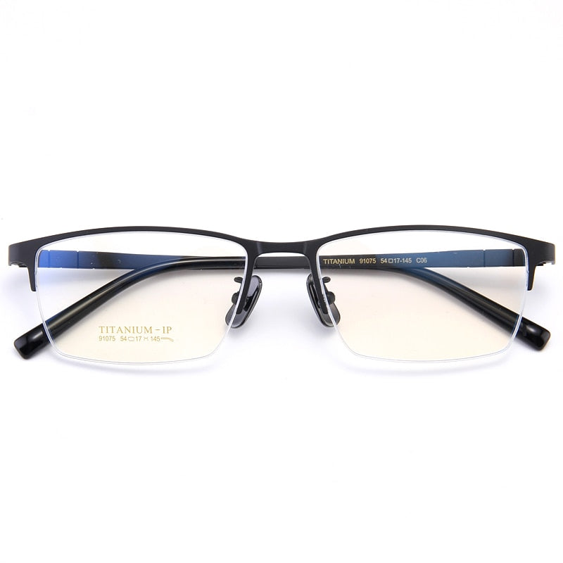 Bclear Men's Semi Rim Square Titanium Eyeglasses My91075 Semi Rim Bclear