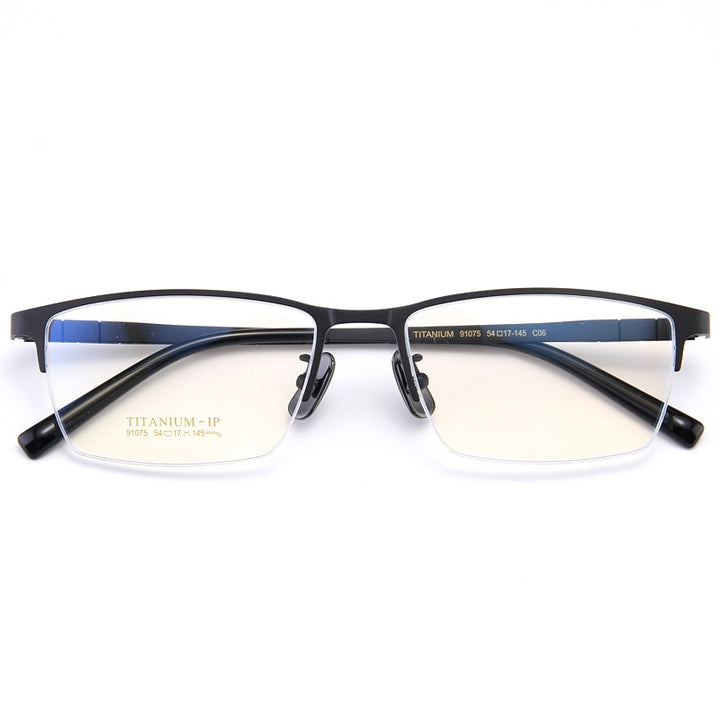 Bclear Men's Semi Rim Square Titanium Eyeglasses My91075 Semi Rim Bclear