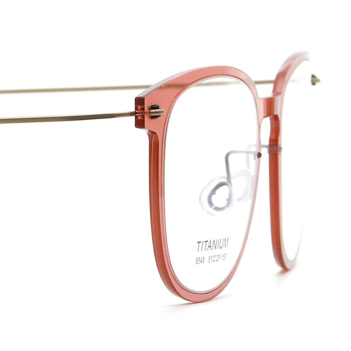 Muzz Unisex Full Rim Square Screwless Handcrafted Acetate IP Titanium Eyeglasses N6459 Full Rim Muzz