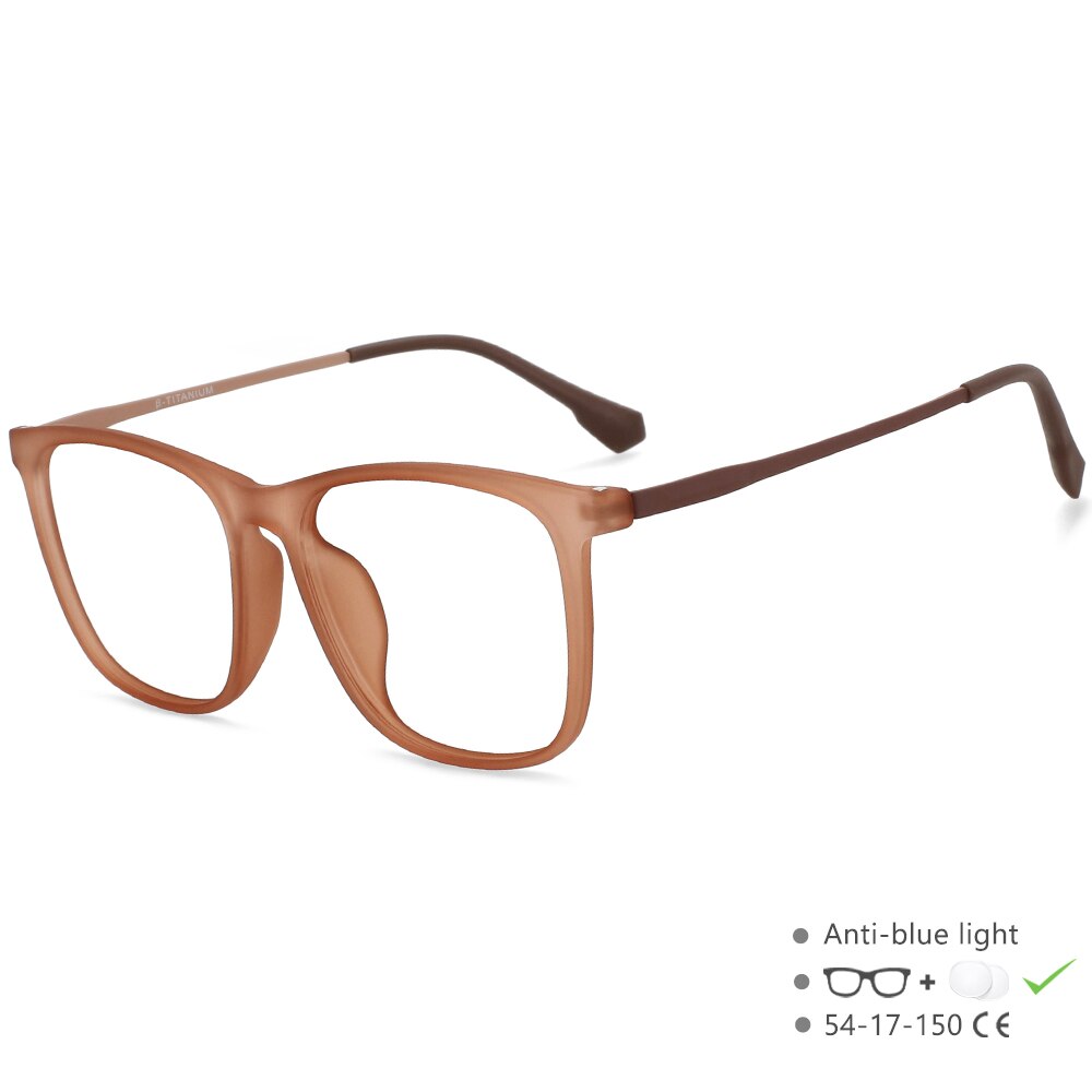 CCspace Unisex Full Rim Square Tr 90 Titanium Eyeglasses 55521 Full Rim CCspace Tea China