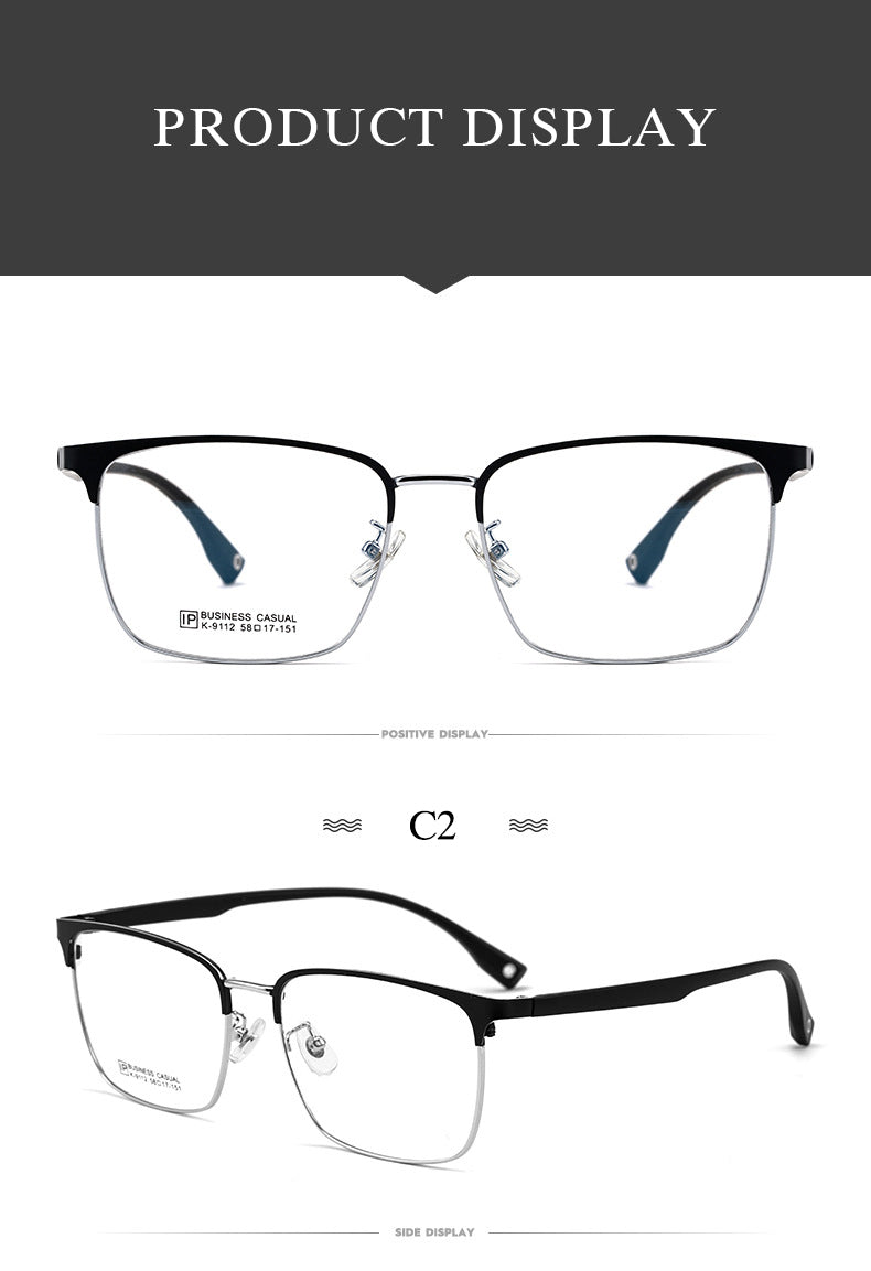 Hotochki Men's Full Rim Square Tr 90 Titanium Alloy Frame Eyeglasses K9112 Full Rim Hotochki