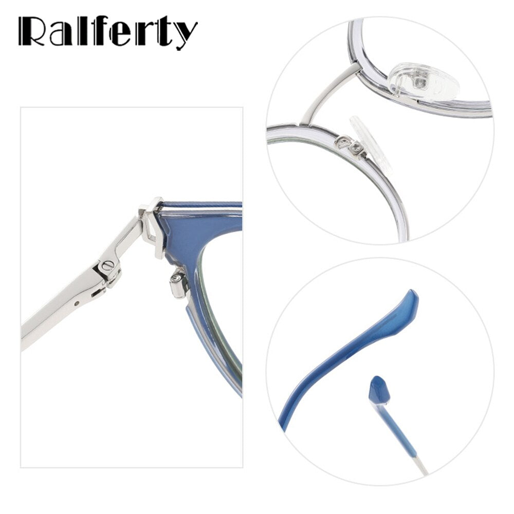 Ralferty Women's Full Rim Round Square Tr 90 Acetate Eyeglasses D879 Full Rim Ralferty   