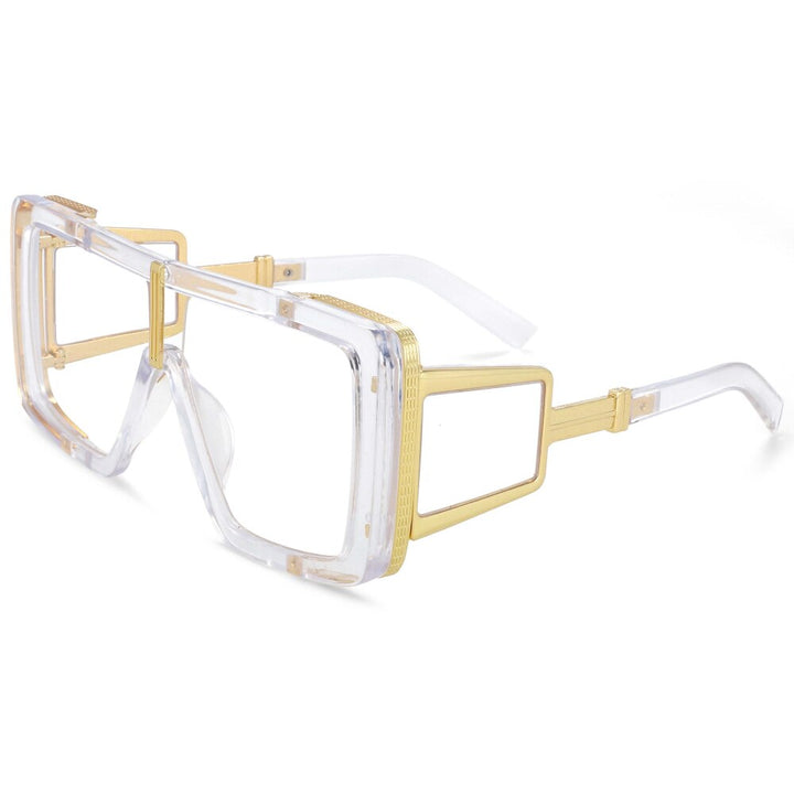 CCspace Women's Full Rim Oversized Square Resin Double Bridge Frame Sunglasses 54222 Sunglasses CCspace Sunglasses clear