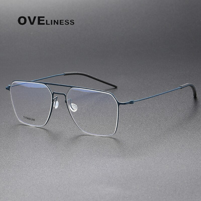 Oveliness Unisex Full Rim Square Double Bridge Titanium Eyeglasses 5517 Full Rim Oveliness blue