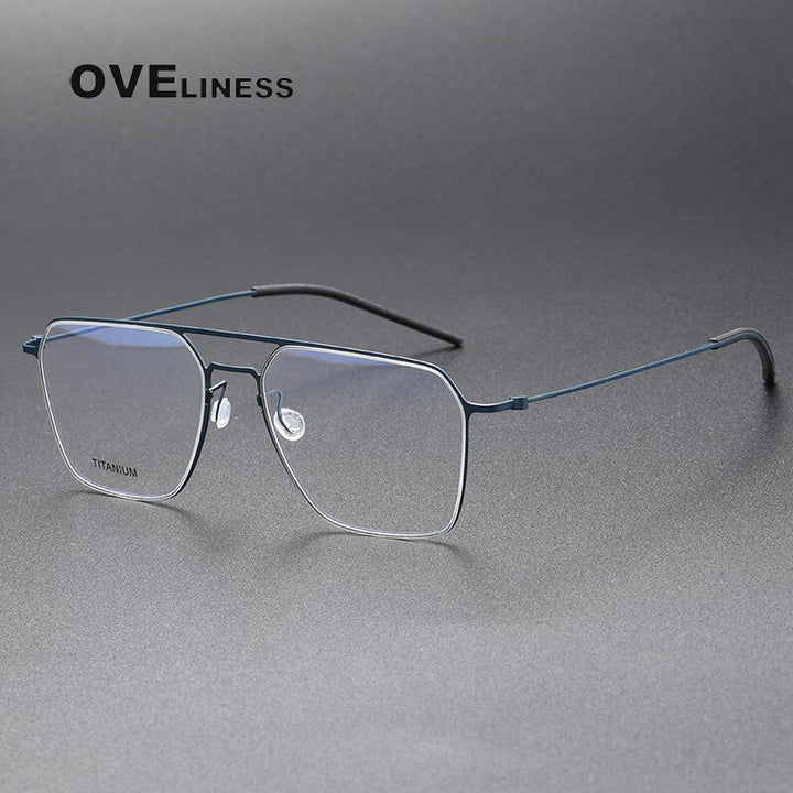 Oveliness Unisex Full Rim Square Double Bridge Titanium Eyeglasses 5517 Full Rim Oveliness blue