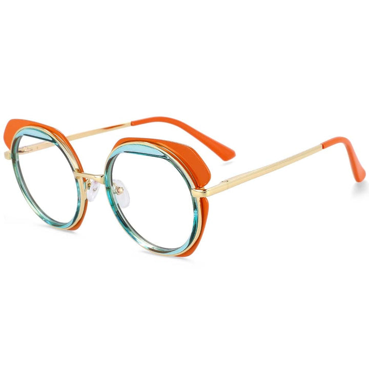 CCspace Unisex Full Rim Round Tr 90 Titanium Eyeglasses 54171 Full Rim CCspace Orange