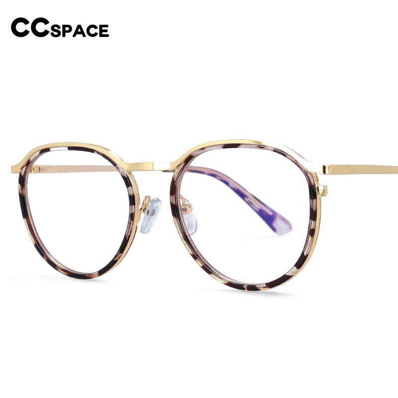 CCspace Unisex Full Rim Round Tr 90 Alloy Frame Eyeglasses 54241 Full Rim CCspace