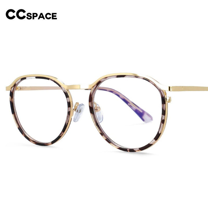 CCspace Unisex Full Rim Round Tr 90 Alloy Frame Eyeglasses 54241 Full Rim CCspace