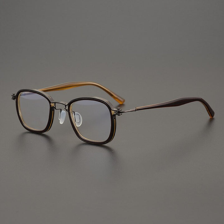 CCspace Unisex Full Rim Square Alloy Eyeglasses 54724 Full Rim CCspace brown China