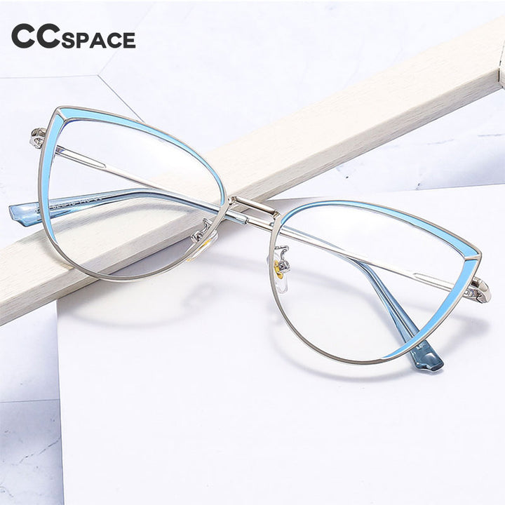 CCspace Women's Full Rim Square Cat Eye Acetate Alloy Eyeglasses 54550 Full Rim CCspace