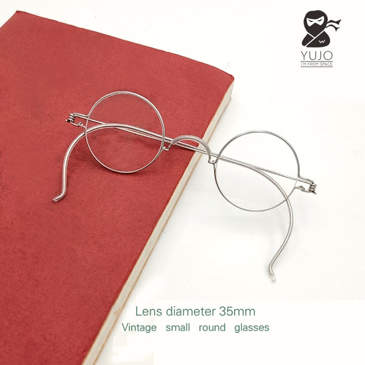 Yujo Unisex Full Rim 35mm Round Stainless Steel Eyeglasses Y055 Full Rim Yujo C1