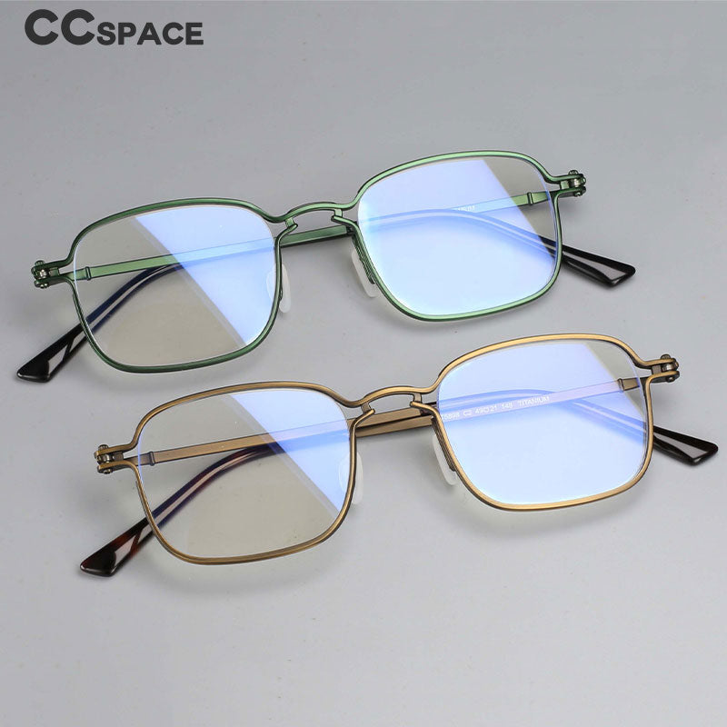 CCspace Unisex Full Rim Square Handcrafted Titanium Eyeglasses 54708 Full Rim CCspace