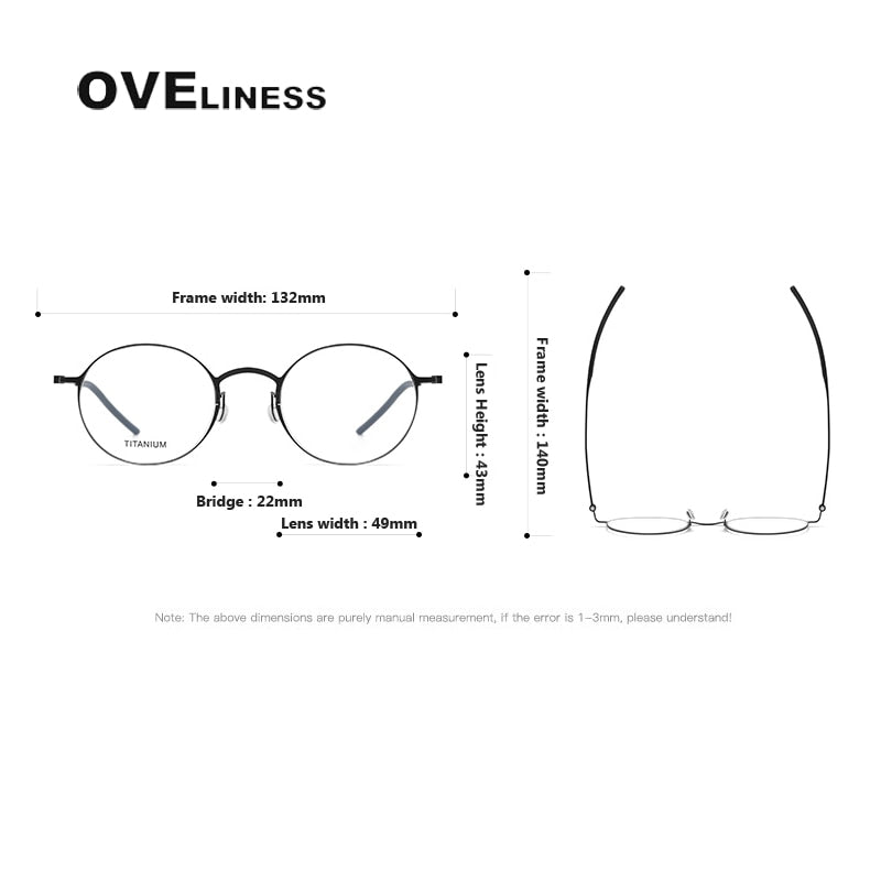 Oveliness Unisex Full Rim Round Titanium Eyeglasses 5044 Full Rim Oveliness
