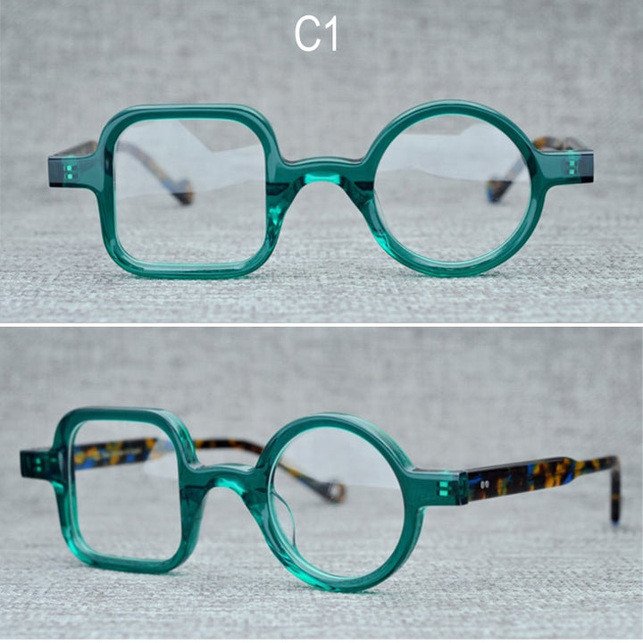 Yujo Unisex Full Rim Square Round Acetate Eyeglasses Clip On Sunglasses 002 With Clip Ons Yujo C1 China