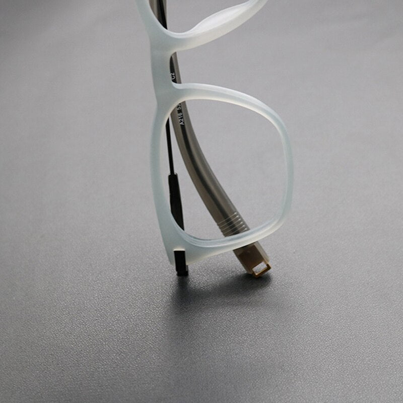 Gatenac Unisex Full Rim Square Titanium Acetate Frame Eyeglasses Gxyj768 Full Rim Gatenac