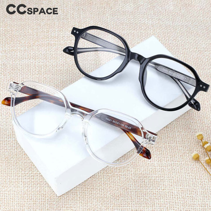 CCspace Women's Full Rim Round Acetate Titanium Frame Eyeglasses 54255 Full Rim CCspace