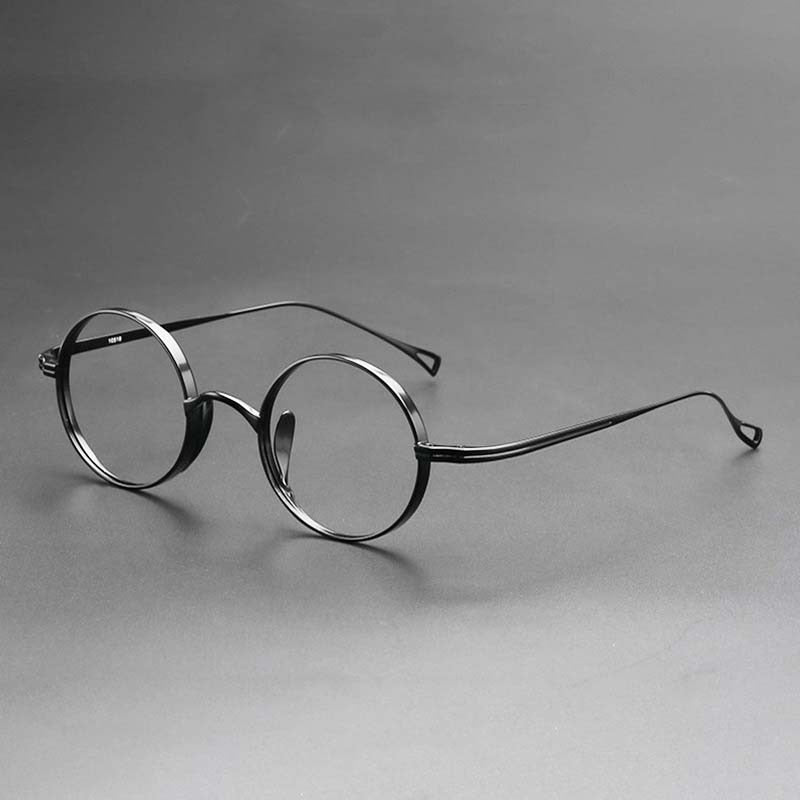 CCspace Unisex Full Rim Hand Crafted Round Titanium Frame Eyeglasses 54595 Full Rim CCspace Black-round China