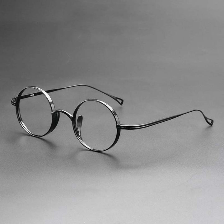 CCspace Unisex Full Rim Hand Crafted Round Titanium Frame Eyeglasses 54595 Full Rim CCspace Black-round China