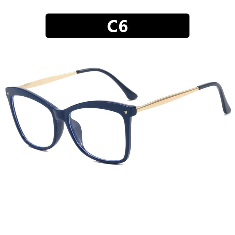 CCspace Unisex Full Rim Square Cat Eye Acetate Eyeglasses 55532 Full Rim CCspace China Blue