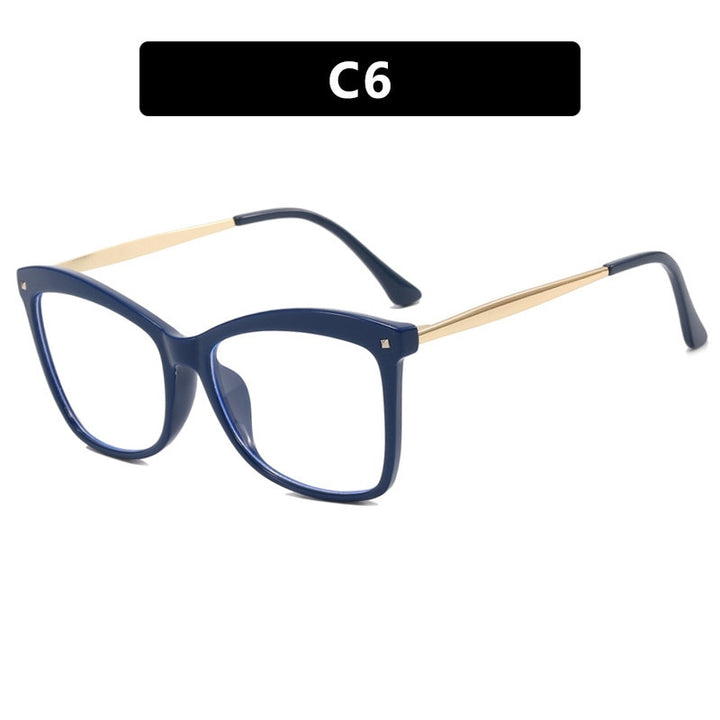 CCspace Unisex Full Rim Square Cat Eye Acetate Eyeglasses 55532 Full Rim CCspace China Blue