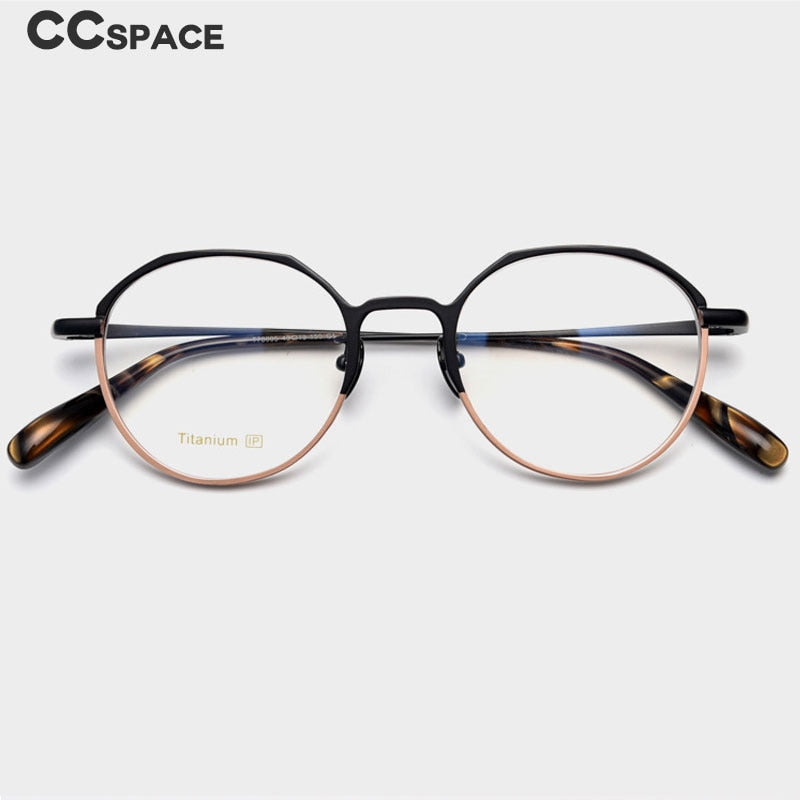 CCspace Unisex Full Rim Round Titanium Eyeglasses 55458 Full Rim CCspace