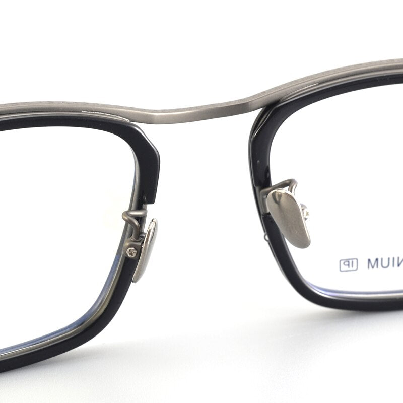 Muzz Unisex Full Rim Square Acetate Titanium Eyeglasses R1ki Full Rim Muzz