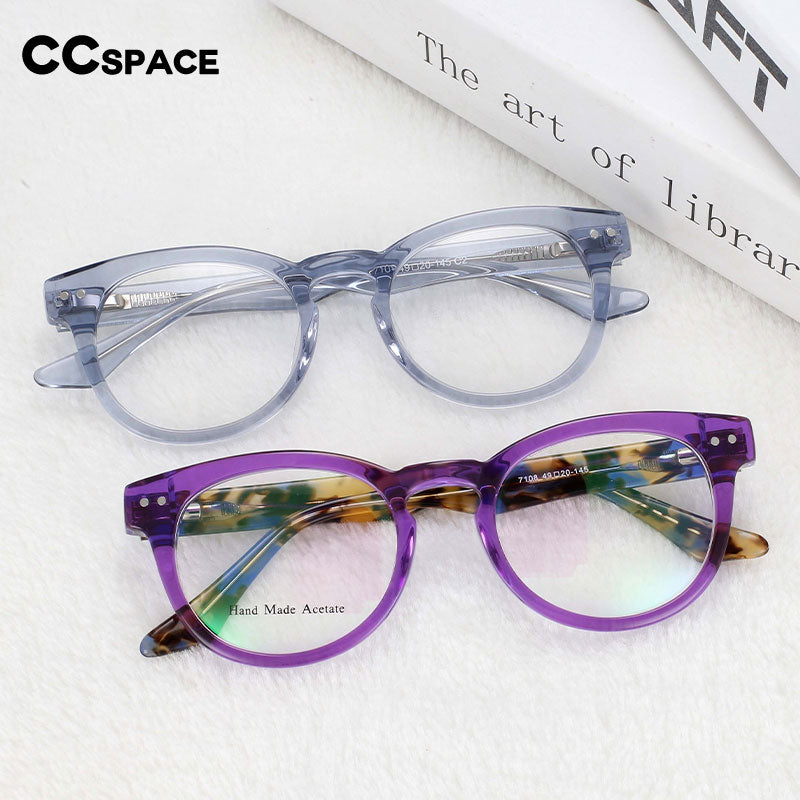 CCspace Women's Full Rim Round Acetate Eyeglasses 55215 Full Rim CCspace