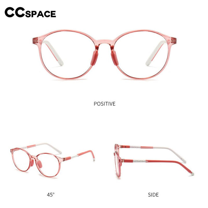 CCspace Unisex Youth Full Rim Round Silicone Eyeglasses 54672 Full Rim CCspace