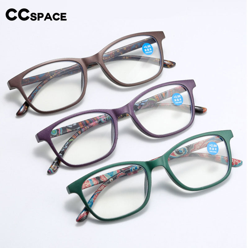 CCspace Women's Full Rim Square Acetate Hyperopic Reading Glasses 54559 Reading Glasses CCspace