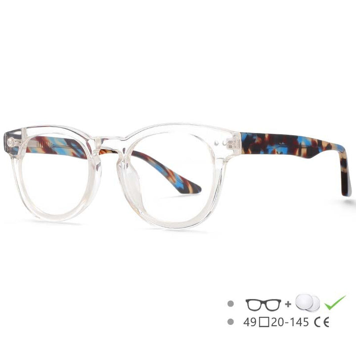 CCspace Women's Full Rim Round Acetate Eyeglasses 55215 Full Rim CCspace C3 China